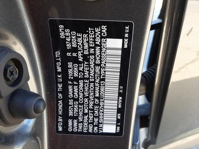 SHHFK7H91LU206013 - 2020 HONDA CIVIC SPOR GRAY photo 13