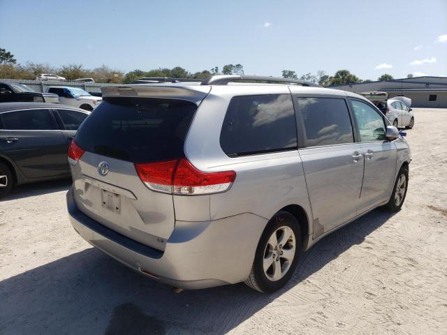 5TDKK3DCXDS379617 - 2013 TOYOTA SIENNA LE SILVER photo 4