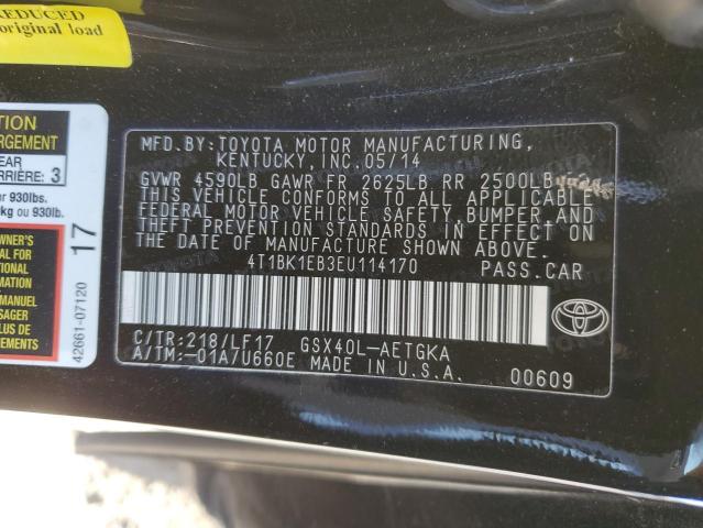 4T1BK1EB3EU114170 - 2014 TOYOTA AVALON BAS 黑色 照片 12