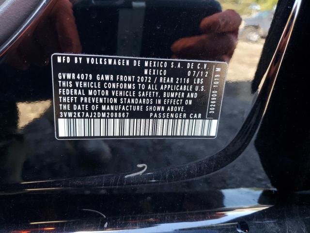 3VW2K7AJ2DM208867 - 2013 VOLKSWAGEN JETTA BASE BLACK photo 12
