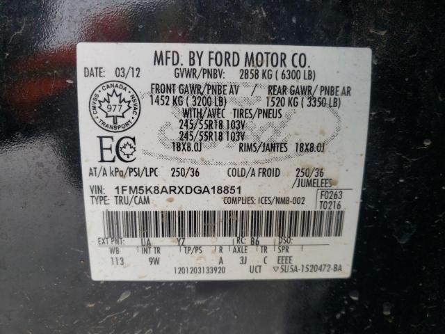 1FM5K8ARXDGA18851 - 2013 FORD EXPLORER P BLACK photo 13