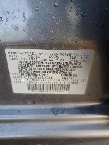 3N1CN8FV8ML872907 - 2021 NISSAN VERSA SR GRAY photo 12