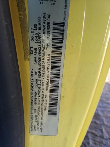 3VWRG31C87M521839 - 2007 VOLKSWAGEN NEW BEETLE Gelb Foto 12