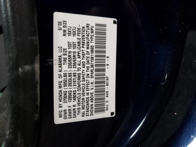 5FNRL38715B119685 - 2005 HONDA ODYSSEY EX BLUE photo 14