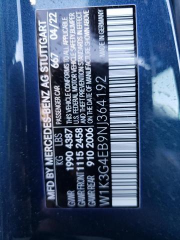 W1K3G4EB9NJ364192 - 2022 MERCEDES-BENZ A 220 BLUE photo 12