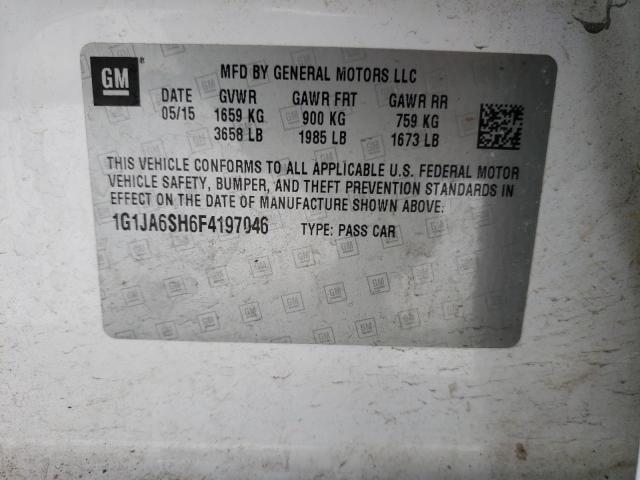 1G1JA6SH6F4197046 - 2015 CHEVROLET SONIC LS WHITE photo 10