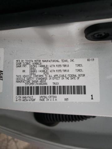 5TFUM5F17KX082046 - 2019 TOYOTA TUNDRA DOU WHITE photo 12