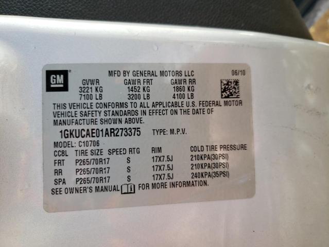 1GKUCAE01AR273375 - 2010 GMC YUKON SLE SILVER photo 13