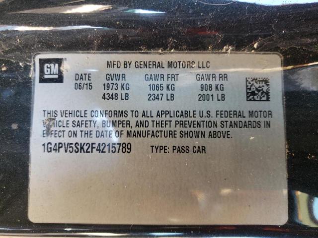 1G4PV5SK2F4215789 - 2015 BUICK VERANO 1SV BLACK photo 10