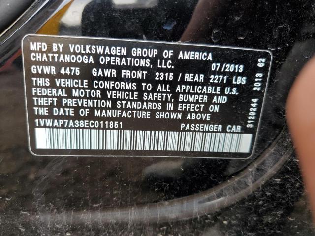 1VWAP7A38EC011851 - 2014 VOLKSWAGEN 2 DR BLACK photo 12