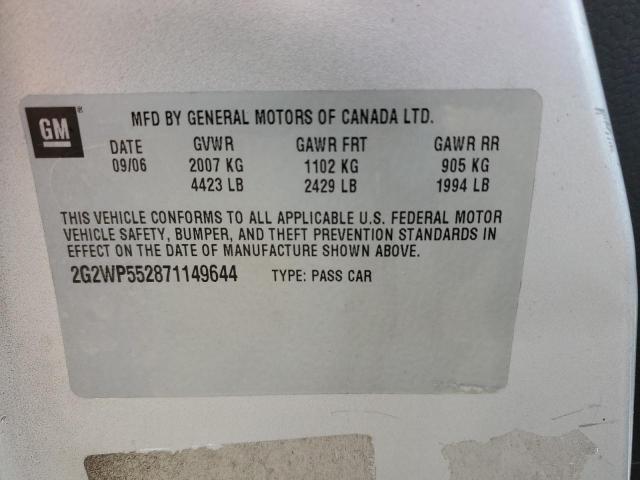 2G2WP552871149644 - 2007 PONTIAC GRAND PRIX SILVER photo 13