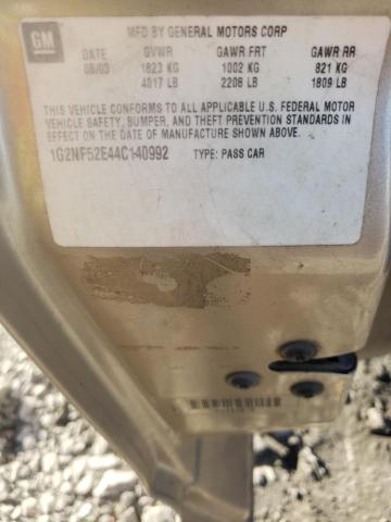 1G2NF52E44C140992 - 2004 PONTIAC GRAND AM S TAN photo 10