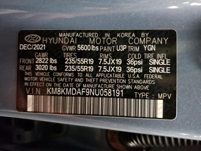 KM8KMDAF9NU058191 - 2022 HYUNDAI IONIQ 5 SE BLUE photo 12