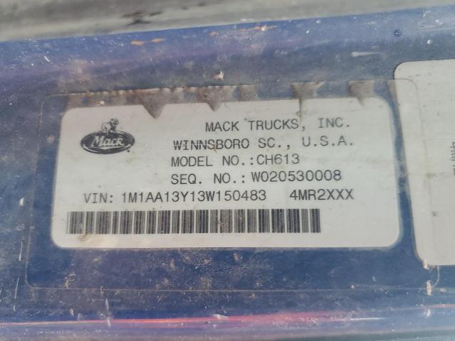 1M1AA13Y13W150483 - 2003 MACK 600 CH600 BLUE photo 10