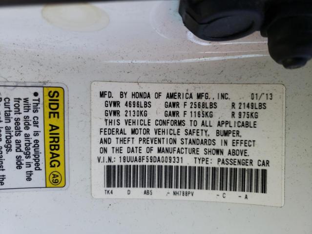 19UUA8F59DA009331 - 2013 ACURA TL TECH WHITE photo 10