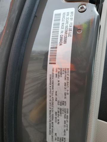 2C4RC1BG0NR135989 - 2022 CHRYSLER PACIFICA T Մոխրագույն լուսանկար 14