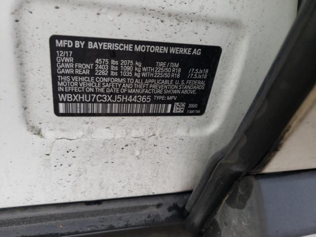 WBXHU7C3XJ5H44365 - 2018 BMW X1 SDRIVE2 WHITE photo 13