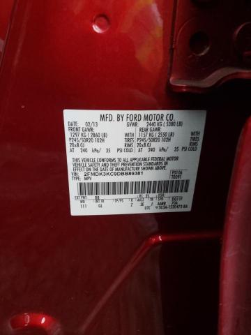 2FMDK3KC9DBB89381 - 2013 FORD EDGE LIMIT RED photo 13