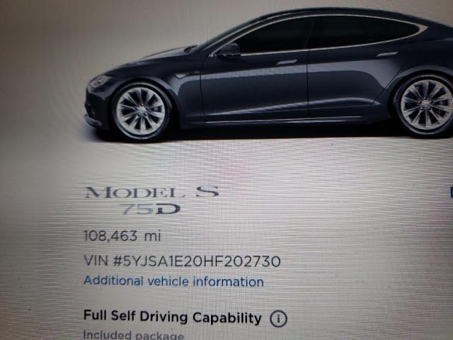 5YJSA1E20HF202730 - 2017 TESLA MODEL S Gris foto 8