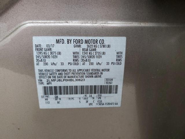 2LMPJ8LP0HBL30623 - 2017 LINCOLN MKX RESERV ოქროსფერი ფოტო 13