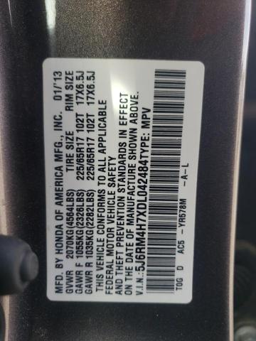 5J6RM4H7XDL042484 - 2013 HONDA CR-V EXL BROWN photo 10