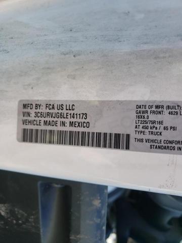 3C6URVJG6LE141173 - 2020 RAM PROMASTER WHITE photo 10