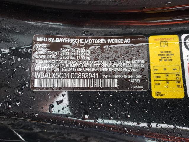 WBALX5C51CC893941 - 2012 BMW 650 XI BLACK photo 12