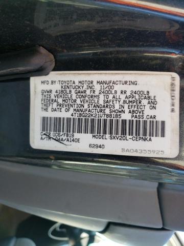 4T1BG22K21U788185 - 2001 TOYOTA CAMRY CE CHARCOAL photo 10