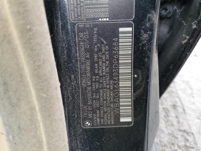 WBAGL63493DP63684 - 2003 BMW 7 SERIES 黑色 照片 12