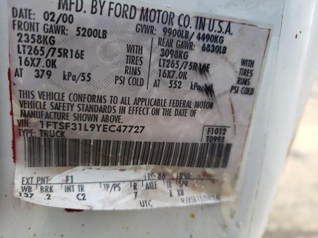 1FTSF31L9YEC47727 - 2000 FORD F350 SRW S WHITE photo 12