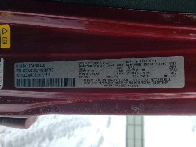 1C4HJXDN5NW187769 - 2022 JEEP WRANGLER U წითელი ფოტო 13