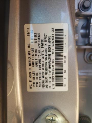 1HGCP2F66CA017966 - 2012 HONDA ACCORD SE GRAY photo 10