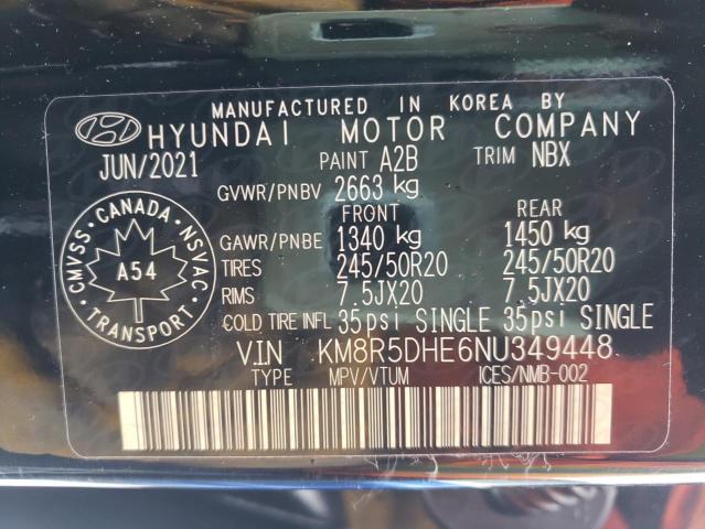 KM8R5DHE6NU349448 - 2022 HYUNDAI PALISADE L BLACK photo 10