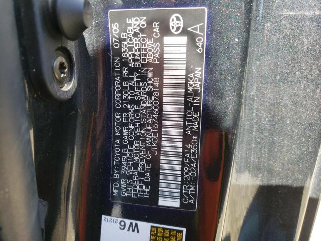 JTKDE167460078148 - 2006 TOYOTA SCION TC 黑色 照片 10