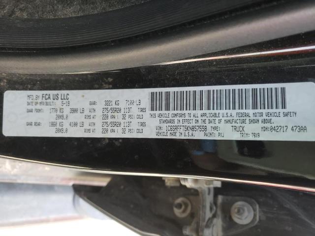 1C6SRFFT5KN857558 - 2019 RAM 1500 BIG H BLACK photo 10