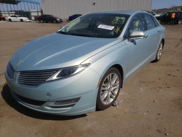 3LN6L2LU4ER817275 - 2014 LINCOLN MKZ HYBRID BLUE photo 2