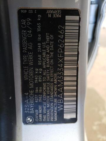 WBAAM3334XFP62462 - 1999 BMW 323 I AUTO SILVER photo 10