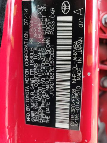 JTDKDTB37E1570021 - 2014 TOYOTA PRIUS C RED photo 12