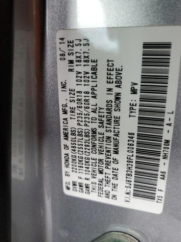 5J8TB3H39FL006346 - 2015 ACURA RDX SILVER photo 14