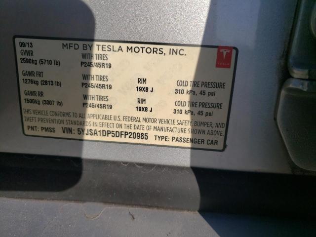 5YJSA1DP5DFP20985 - 2013 TESLA MODEL S Արծաթագույն լուսանկար 12