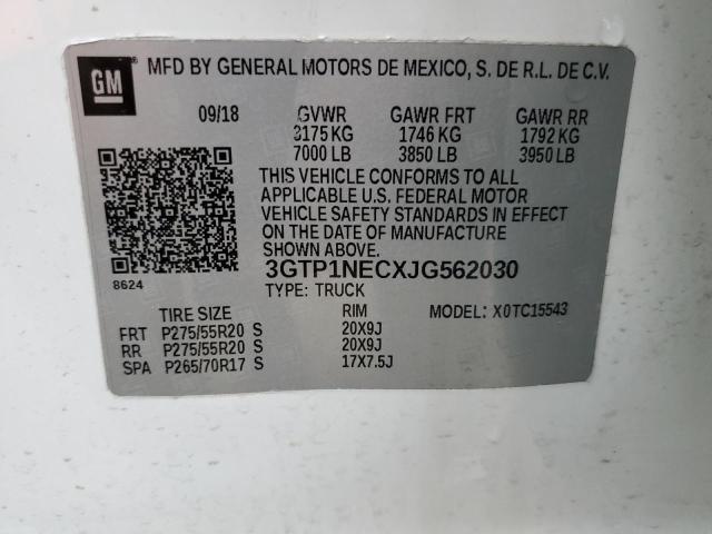 3GTP1NECXJG562030 - 2018 GMC SIERRA C15 WHITE photo 12