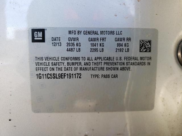 1G11C5SL9EF191172 - 2014 CHEVROLET MALIBU 1LT 银色 照片 10