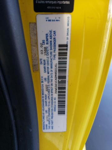 3VWCD21C42M450141 - 2002 VOLKSWAGEN NEW BEETLE YELLOW photo 12