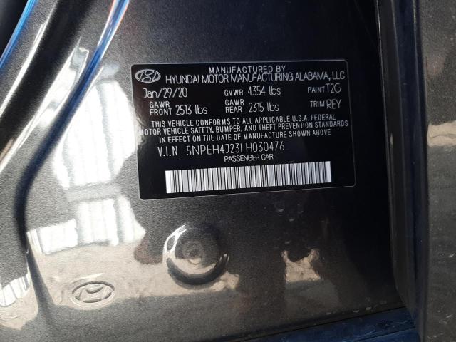 5NPEH4J23LH030476 - 2020 HYUNDAI SONATA LIM CHARCOAL photo 12