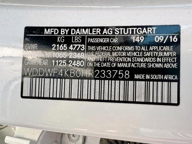 WDDWF4KB0HR233758 - 2017 MERCEDES-BENZ C 300 4MAT WHITE photo 10