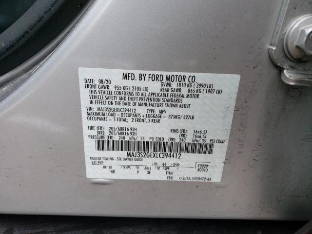 MAJ3S2GEXLC394412 - 2020 FORD ECOSPORT S SILVER photo 13