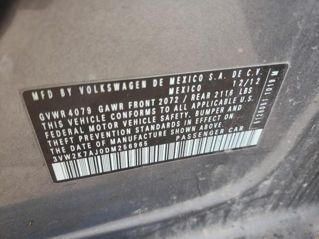 3VW2K7AJ0DM256965 - 2013 VOLKSWAGEN JETTA BASE Մոխրագույն լուսանկար 10