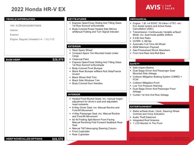 3CZRU6H52NM759908 - 2022 HONDA HR-V EX BLACK photo 13