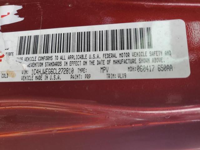 1C4HJWEG6CL272810 - 2012 JEEP WRANGLER U MAROON photo 13