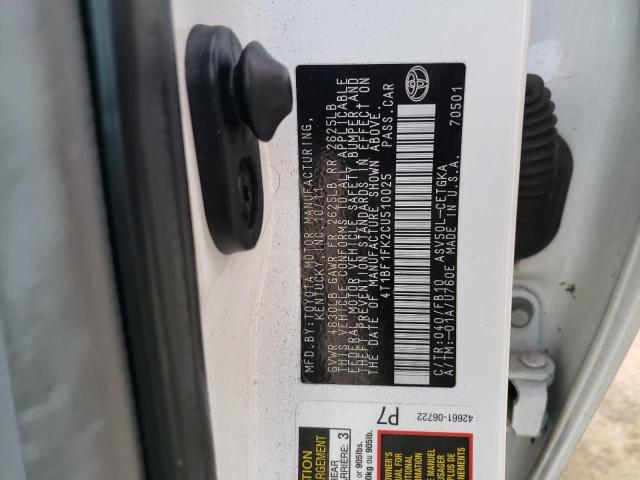 4T1BF1FK2CU510025 - 2012 TOYOTA CAMRY BASE WHITE photo 12